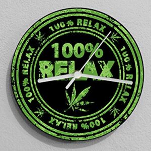 100% Relax Funny Marijuana Wall Clock