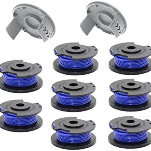 10Pack String Trimmer Replacement Spools for Ryobi 18V, 24V, 40V One+ AC14RL3A, 0.065" Autofeed Cordless Trimmer Lines and Caps