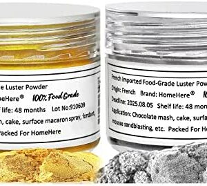 HomeHere Gold Luster Dust Edible Cake Gold Dust (14g) (Gold + Silver)