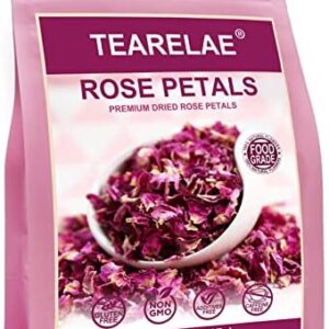 TEARELAE - Dried Rose Petals - 1.3oz/37g - Top-Grade Pure Natural Edible Rose Flowers - Use for Tisanes, Baking, Candle Making, Soap Making and Handicraft