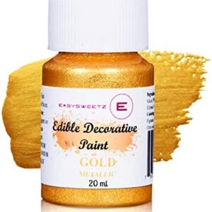 EasySweetz 100% Edible Decorative Paint Metallic: (Gold) 20 ml