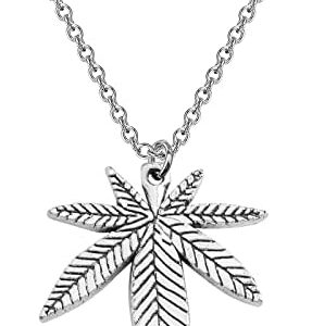 Gzrlyf Marijuana Pendant Necklace Weed Leaf Necklace with Card Cannabis Jewelry Weed Lovers Gifts for Women Stoner Gifts