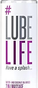 Lube Life 2-in-1 Water & Coconut Oil Based Massage and Lubricant, Massage Oil and Lube for Men, Women & Couples, 8 Fl Oz (240 mL)