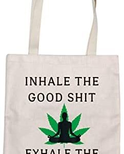 MBMSO Weed Tote Bag Marijuana Leaf Gifts Inhale the Goodshit Exhale the Bullshit Bag Yoga Weed Lover Gifts Smoker Gifts