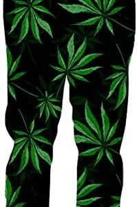 Niaster Casual Jogger Weed Sports Pants Maple Leaf Grass 3D Print Green Men's Clothing