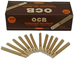OCB Pre-Rolled Tubes - 200 Unbleached Paper Tube with Hollow Tip