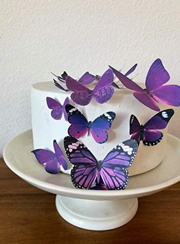 Sugar Robot Inc. Edible Butterflies - Assorted Royal Purple Premium Crafted Made in the USA - Cake and Cupcake Toppers, Decoration (1 Royal Purple)