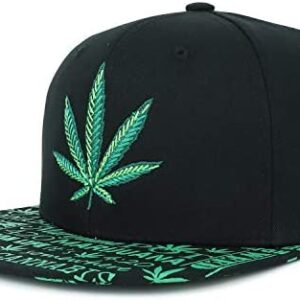 Trendy Apparel Shop Rasta Marijuana Leaf Weed 3D Embroidered Flat Bill Snapback Cap