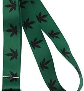 WSNANG Green Weed Pot Leaves Lanyard Keychain Weed Leaf ID Holder Keychain for Women Men